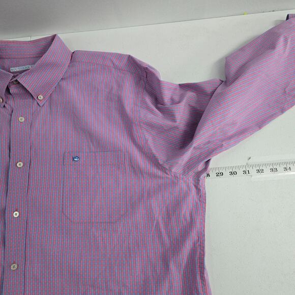 Southern Tide dress shirt 2XL plaid blue red mens button down 6555 - Picture 4 of 9